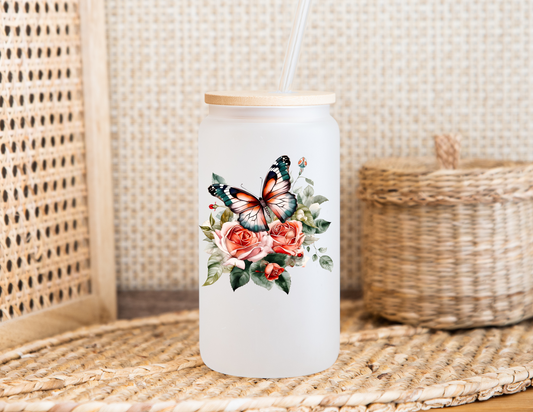 Peach Rose Glass Cup