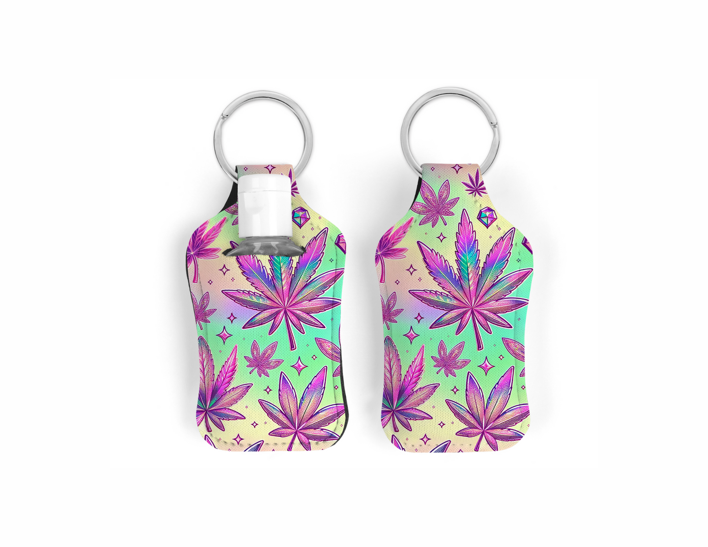 Hand Sanitizer Keychain-Pink Leaves