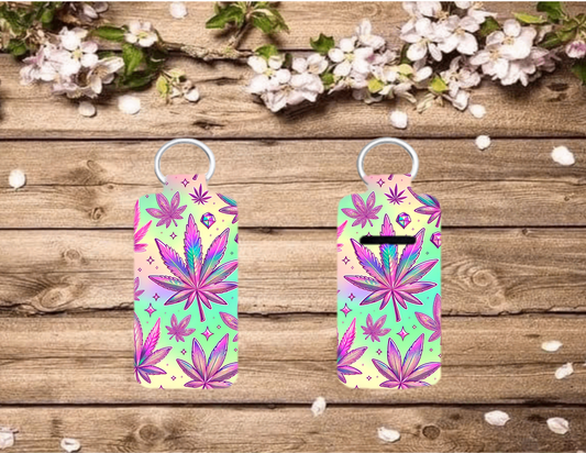 Chap/Lip Stick Keychain-Pink Leaves