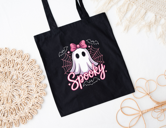 Pink Spooky Ghost Tote Bag