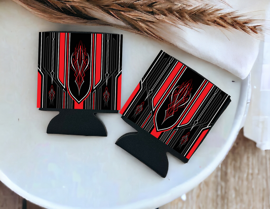 Can Cooler-Black w/Red Pinstripe set of 2