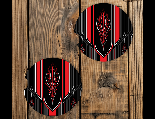 Car Coasters-Black w/Red Pinstripe set of 2