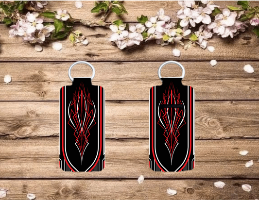 Chap/Lip Stick Keychain-Black w/Red Pinstripe