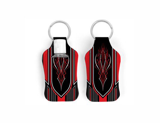 Hand Sanitizer Keychain-Black w/Red Pinstripe