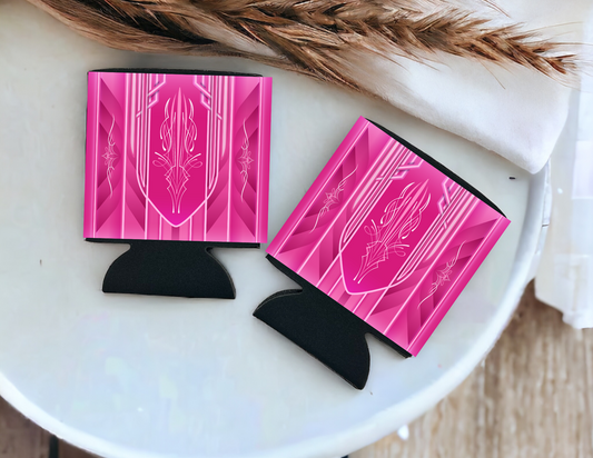 Can Cooler-Pink Pinstripe set of 2