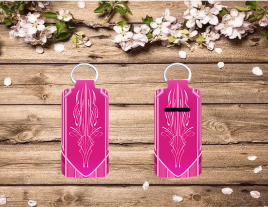 Chap/Lip Stick Keychain-Pink Pinstripe
