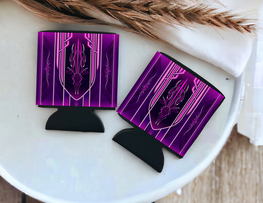 Can Cooler-Purple Pinstripe set of 2