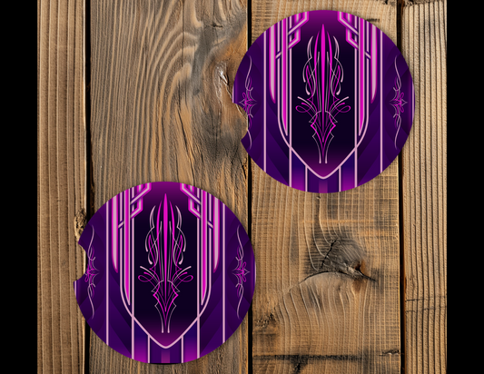 Car Coasters-Purple Pinstripe set of 2