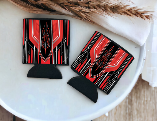 Can Cooler-Red Pinstripe set of 2
