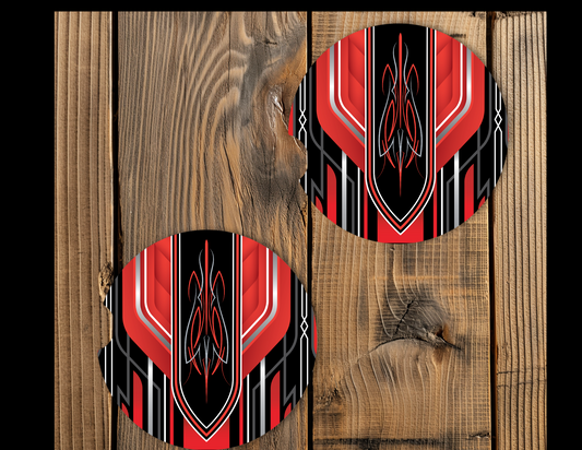 Car Coasters-Red Pinstripe set of 2