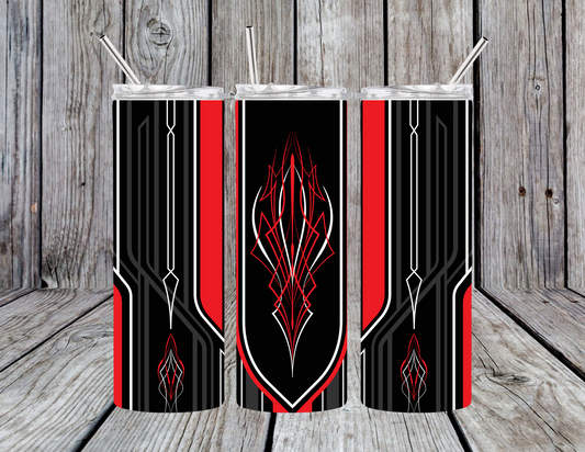 Pinstripe BLACK RED tumbler