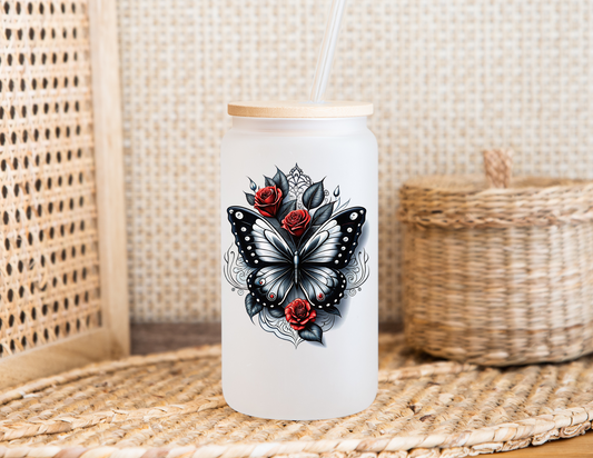 Red Rose Glass Cup