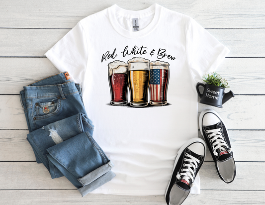 Womens - Red White Brew Tee