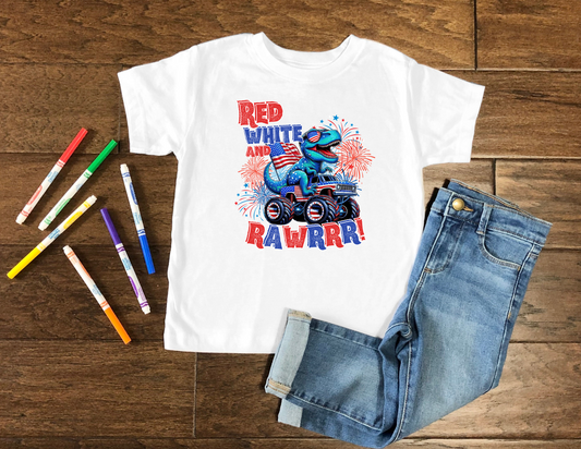 Kids - Red White Rawrrr Tee