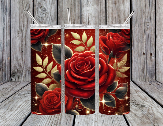 Red and Gold Rose Tumbler