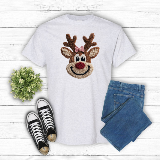 Jolly Reindeer Pink Bow Tee/Sweatshirt