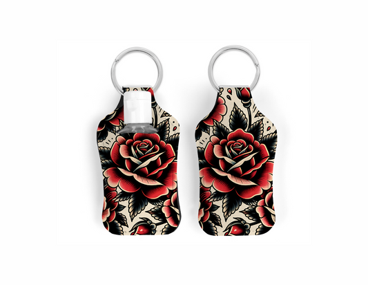 Hand Sanitizer Keychain-Rose Tattoo