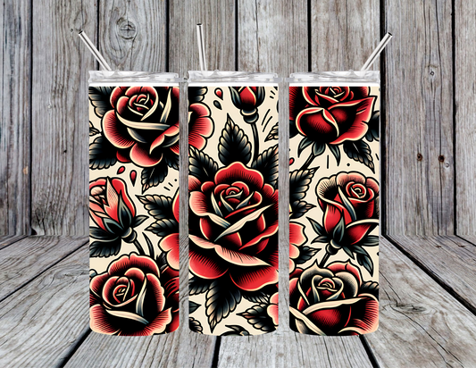 Rose Tattoo tumbler