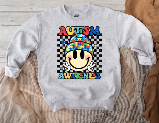 Autism - Smile Face Checkered (adult/kid) Sweatshirt