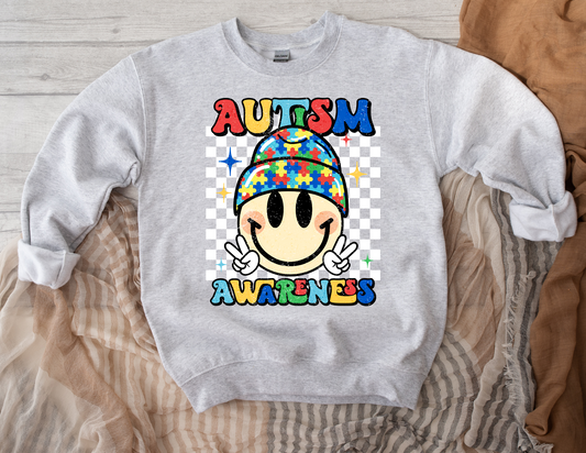 Autism - Smile Face white Checkered (adult/kid) Sweatshirt