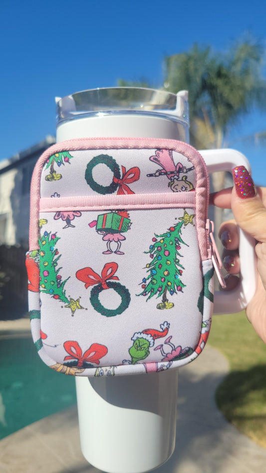 Pink Grinchy Tumbler Bag
