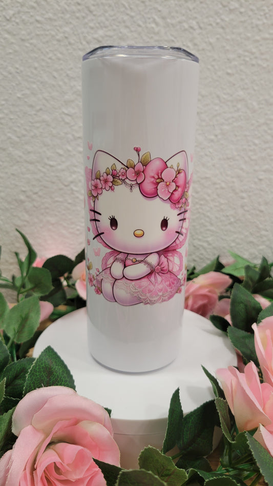 Kitty Pink Floral Tumbler