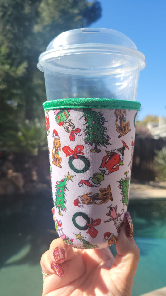 Green Grinchy Cup Cozie (medium/large)