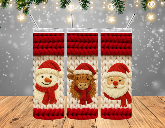 Snow Cow Clause Knit tumbler