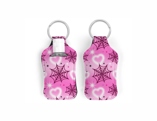 Hand Sanitizer Keychain-Webs and Hearts