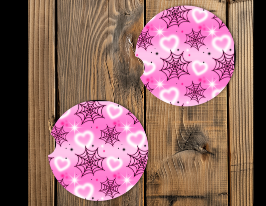 Car Coasters-Webs and Hearts set of 2